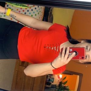 Red crop top